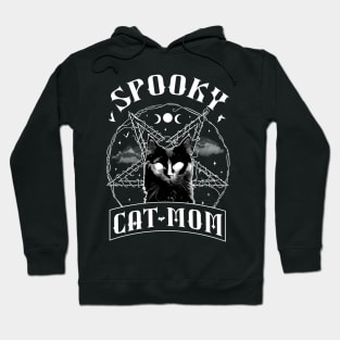 Spooky Cat Mom - Goth Halloween Retro Vintage Hoodie